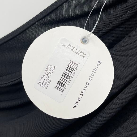 Staud | NWT Zenith Dress in Black Jersey One Shoulder Maxi Silver Buckle XS - Picture 7 of 16